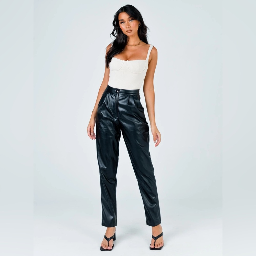 NWOT Princess Polly Love Club Pants Black Faux Leather Size 8